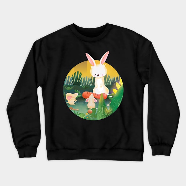 Bunny sharing food with mouse. Sharing is caring Crewneck Sweatshirt by one 35 lab